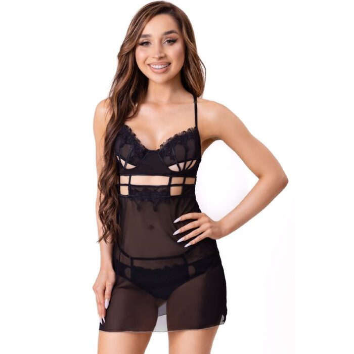 LIVCO CORSETTI FASHION – MAIA 20247 BABYDOLL + TANGA PRETA S/M