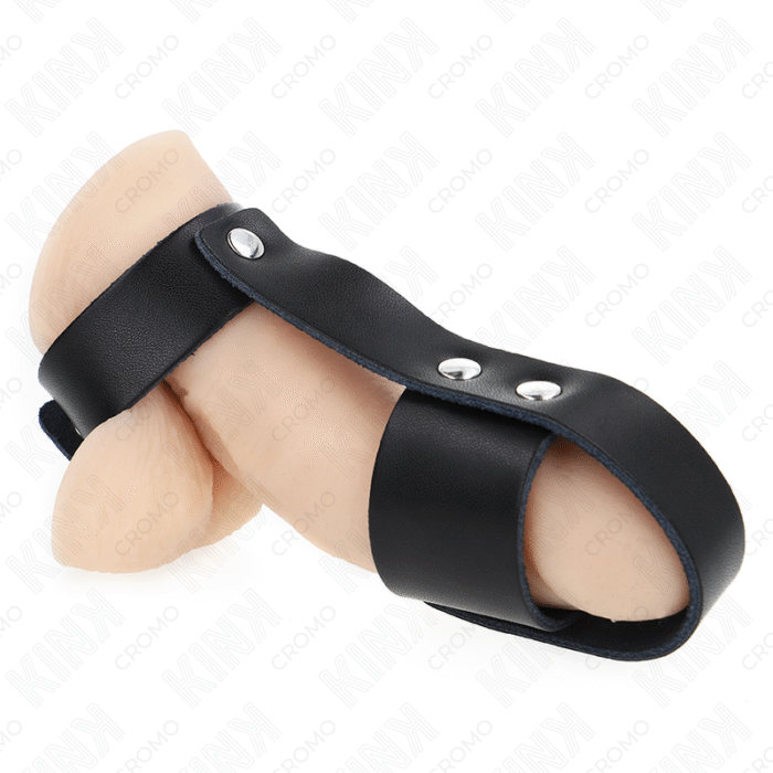 KINK – ANEL DE COURO PARA PÊNIS COM DIVISOR DE BOLAS AJUSTÁVEL