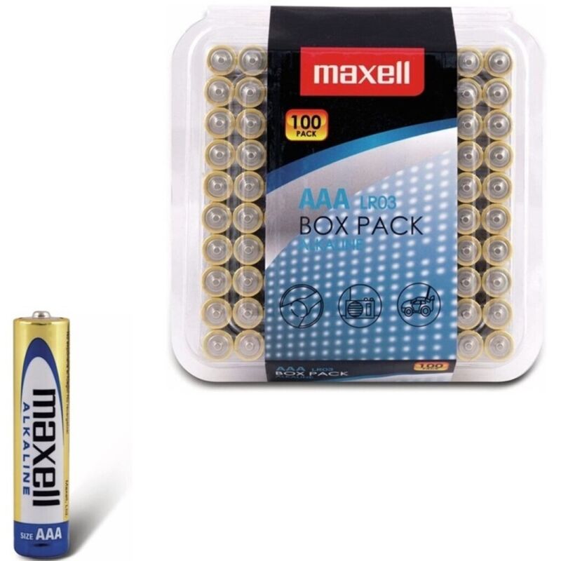 MAXELL – PILHA ALCALINA AAA LR03 PACK*100 PILHAS