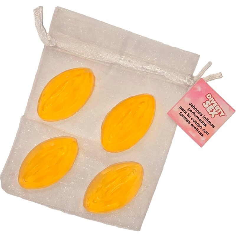 DIABLO PICANTE – 4 MINI SABONETES EM FORMATO DE VAGINA AMARELO