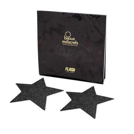 BIJOUX – INDISCRETS BLACK STAR FLASH NIPPLE CAPS