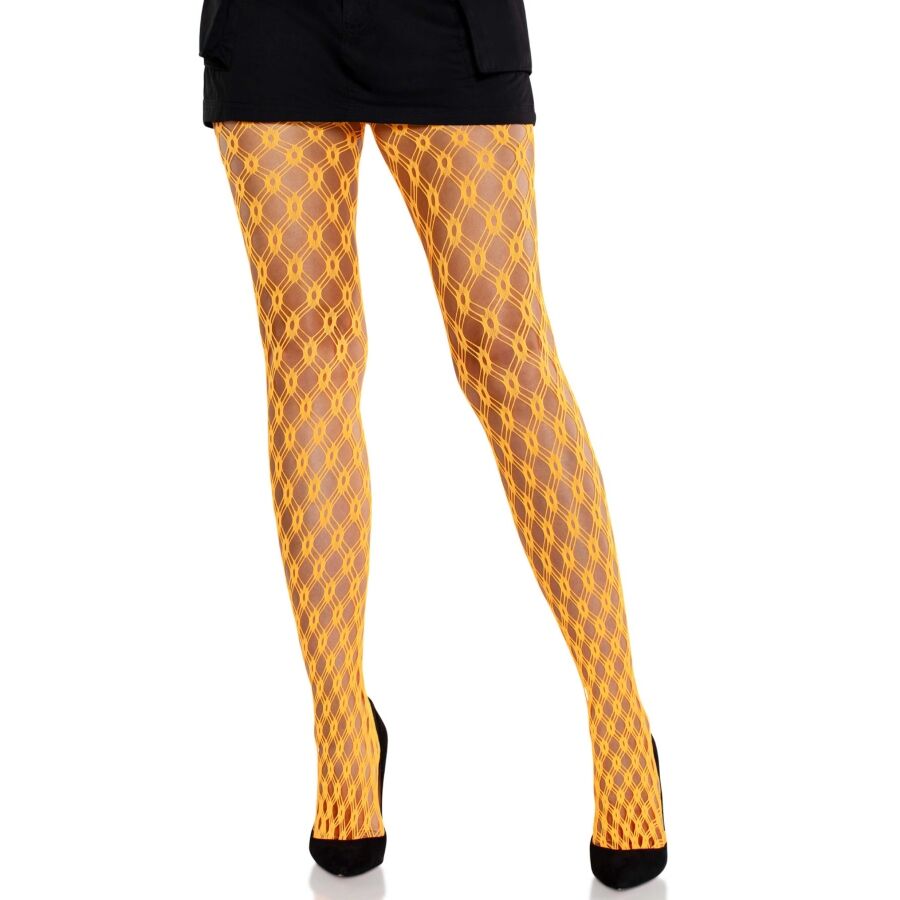 LEG AVENUE – CALÇA-CALÇA RENDA COM ILHÓS LARANJA NEON