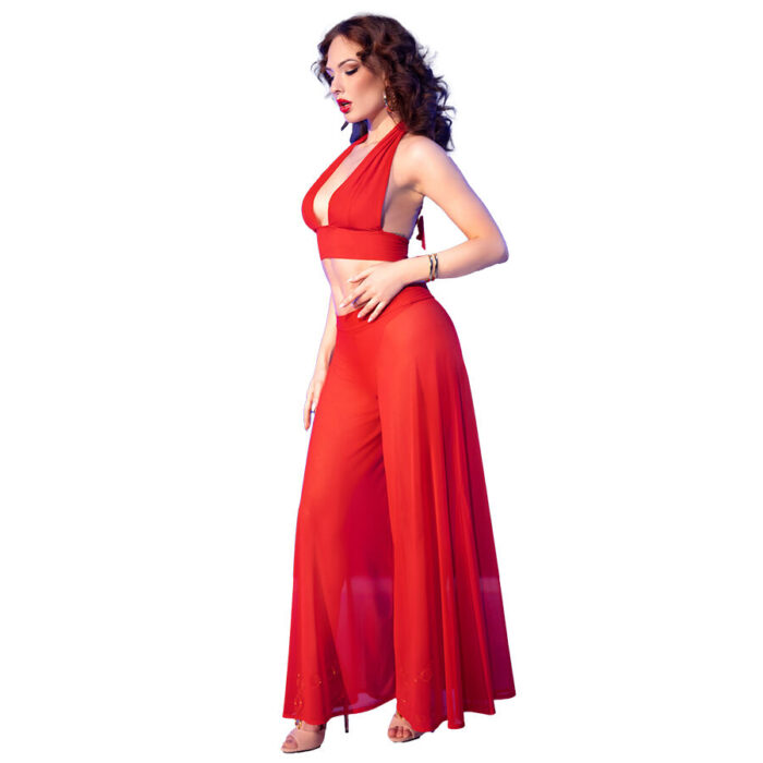 CHILIROSE – CR 4857 CONJUNTO DE BLUSA E CALÇA VERMELHA TAMANHO P