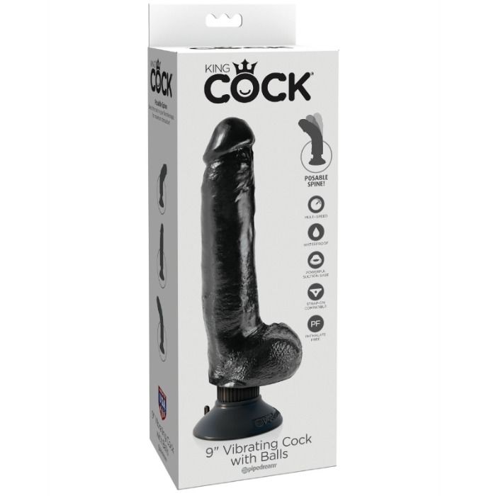 KING COCK – DILDO VIBRANTE COM TESTÍCULOS 23 CM PRETO