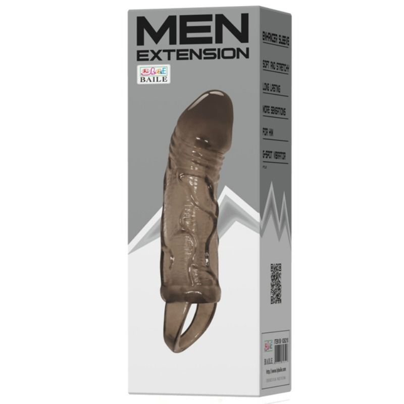 BAILE – CAPA EXTENSORA DE PÊNIS COM ALA PARA TESTÍCULOS PRETA 13.5 CM