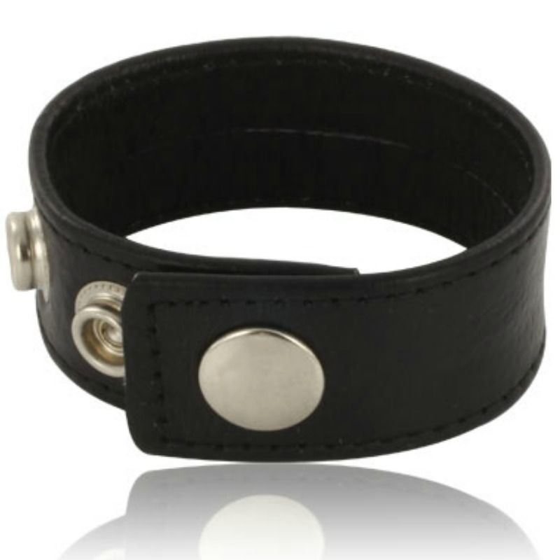 LEATHER BODY – GALO E CORREIA DE ESFERA DE COURO COM SNAPS – PRETO
