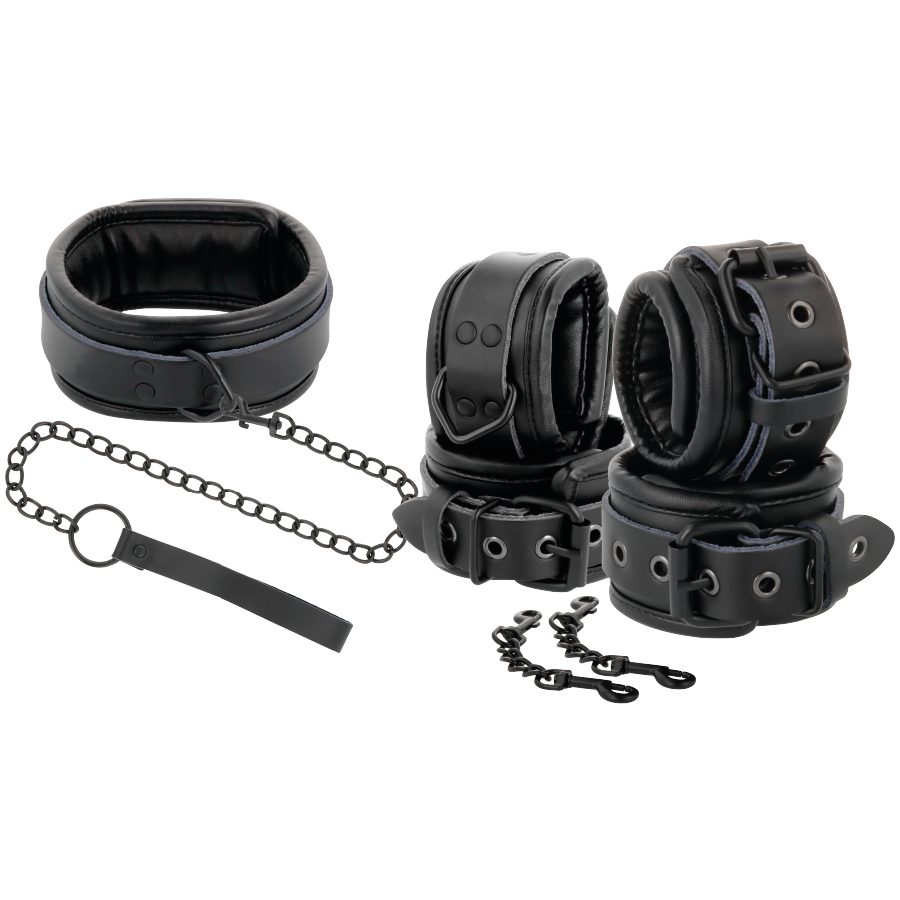 DARKNESS – ALGEMAS E COLAR DE COURO PRETO