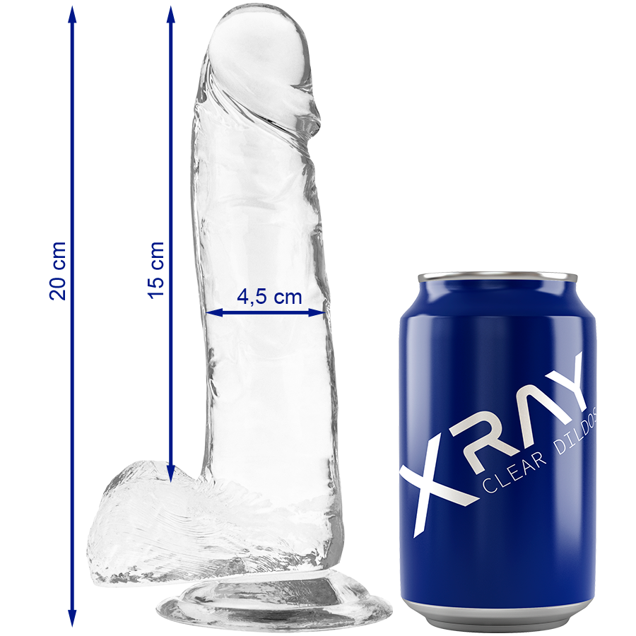 X RAY – DILDO TRANSPARENTE COM BOLAS 20 CM -O- 4.5 CM