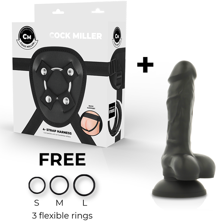 COCK MILLER – ARNÊS + DENSIDADE DE SILICONE COCKSIL ARTICULVEL PRETO 13 CM