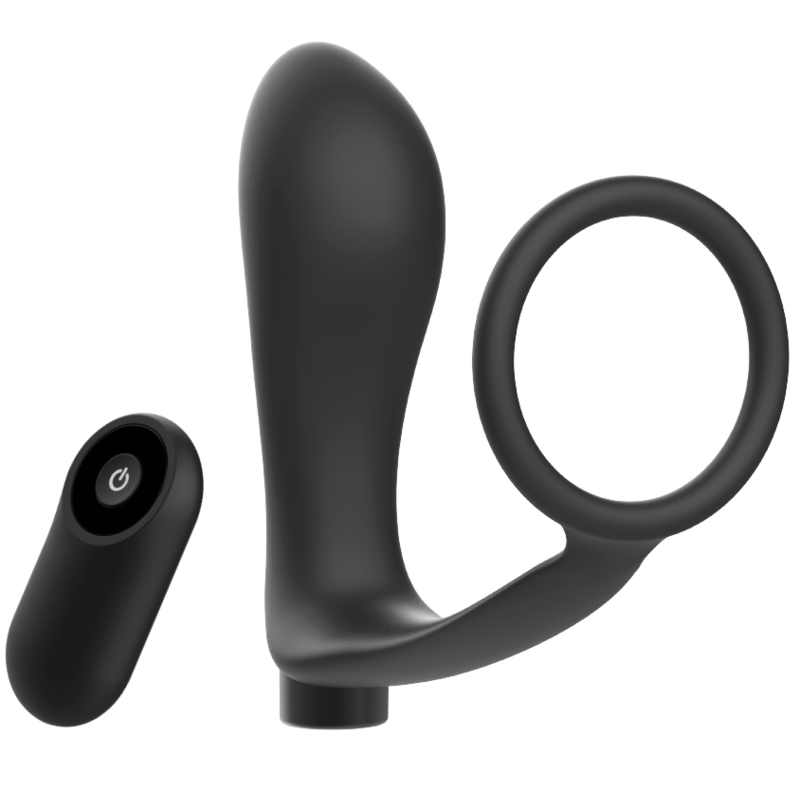 ADDICTED TOYS – ANEL DE PÊNIS COM CONTROLE REMOTO PLUG ANAL PRETO RECARREGVEL