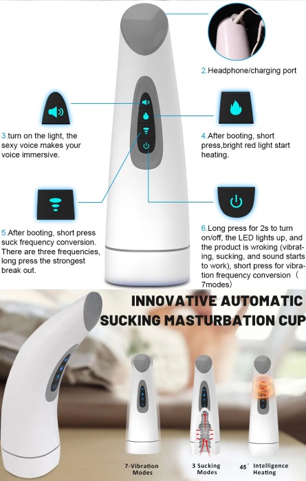 Luxury Masturbador Cup Vibração Sucção e Som de Voz RF09681 - Image 4