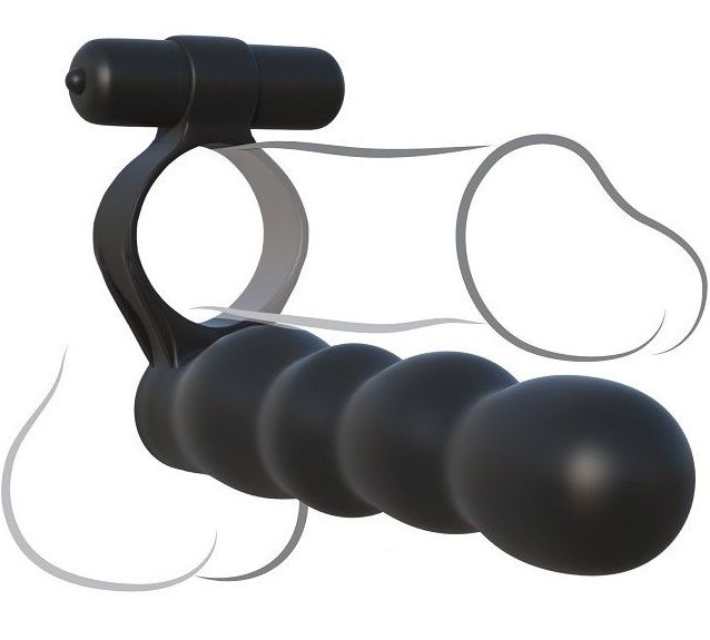 Dildo e C-Ring Vibrador para Dupla Penetração Black RF03261 - Image 4