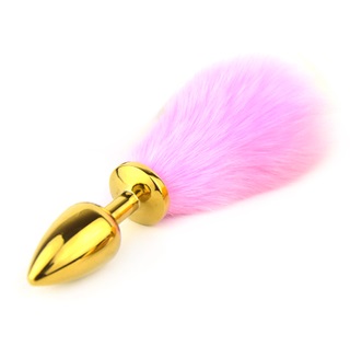 Plug Anal Gold Cauda de Coelho Pink L RF01222