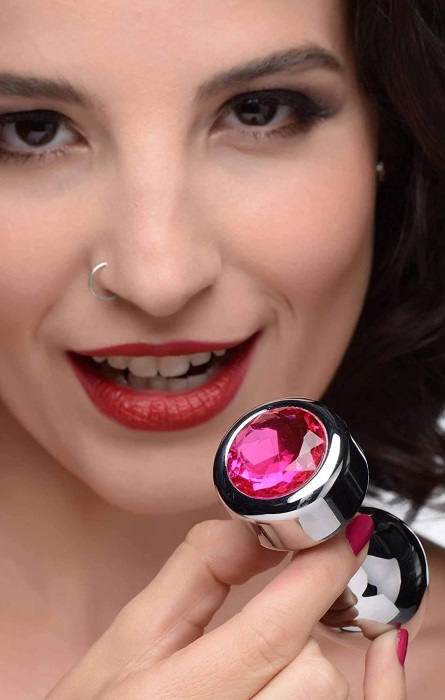 Anal Plug Intense Black com Brilhante Pink RF08008