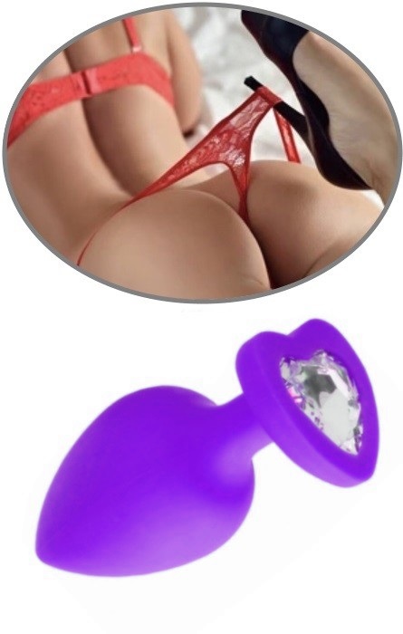 Anal Plug Silicone Coração Purple Brilhante Clear L RF03184 - Image 3