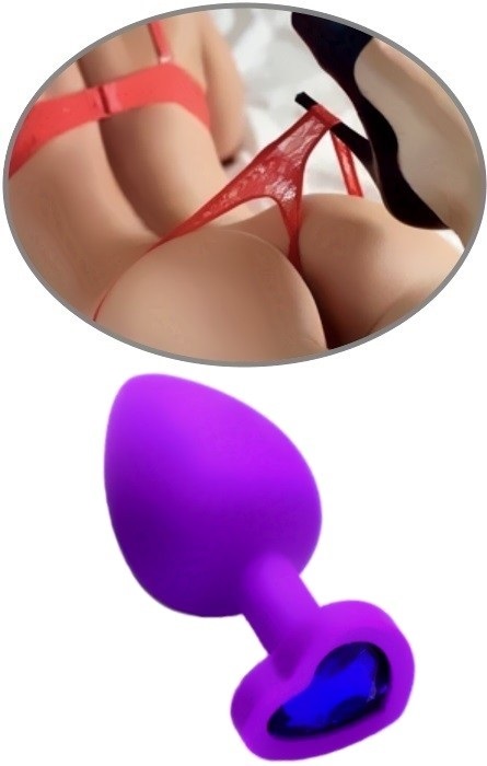 Anal Plug Silicone Coração Purple Brilhante Blue S RF03182 - Image 3