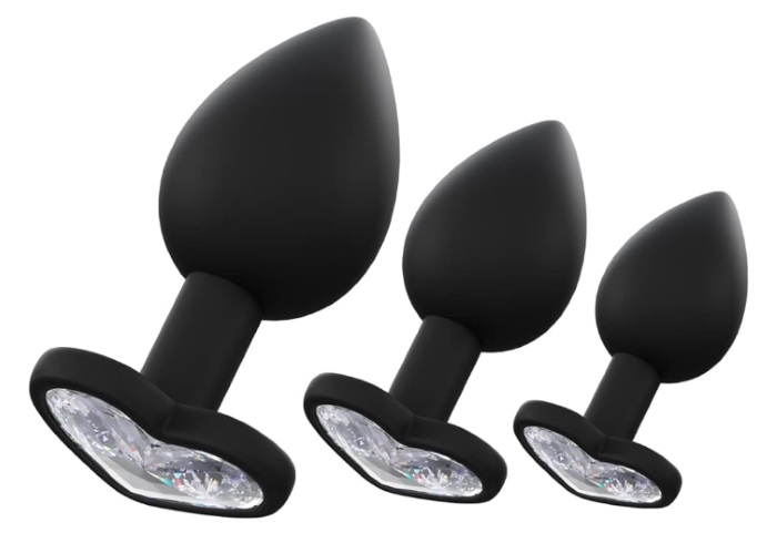 Anal Plug Silicone Coração Black Brilhante Clear M RF03183 - Image 6