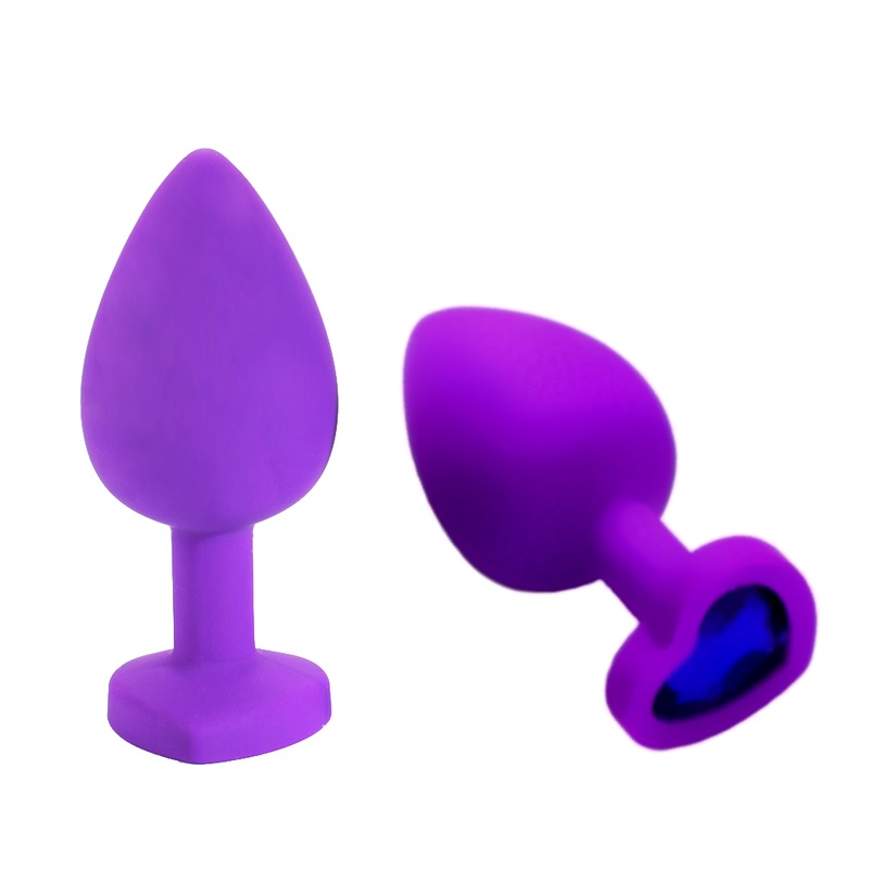 Anal Plug Silicone Coração Purple Brilhante Blue S RF03182 - Image 2