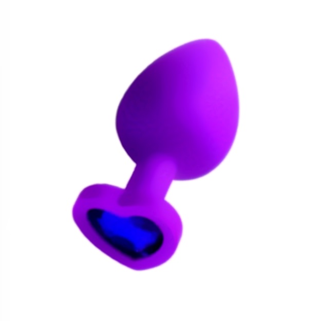 Plug Anal Silicone Coração Purple Brilhante Blue L RF03184