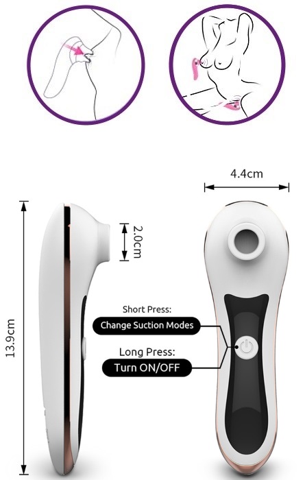 Vibrador Estimulador de Clitóris com Sucção 10 Speeds White RF09683 - Image 3