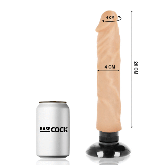 BASECOCK – VIBRADOR REALÍSTICO 2-1 NATURAL 20 CM -O- 4 CM