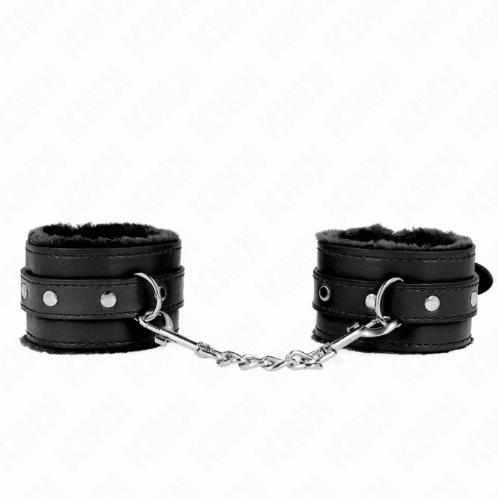 KINK – PULSO PREMIUM FORRO DE PELE PRETO COM CINTO PRETO AJUSTÁVEL 17-29 CM X 6 CM