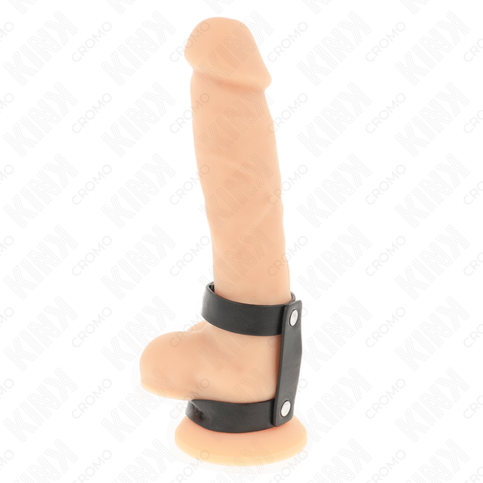 KINK – ANEL DE PÊNIS DUPLO DE COURO AJUSTÁVEL