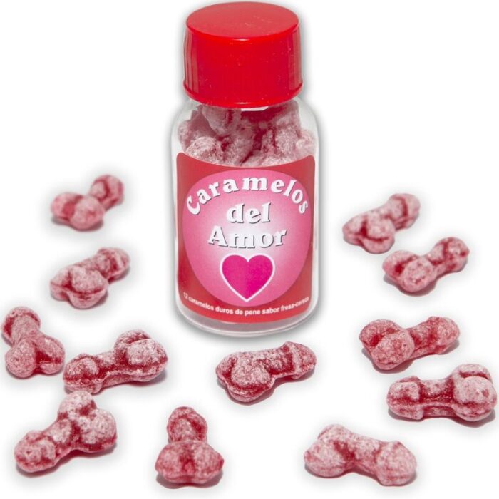 DIABLO PICANTE – 12 DOCES DE AMOR EM FORMA DE PÊNIS MORANGO/CEREJA