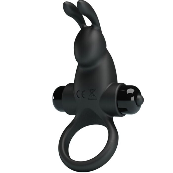 PRETTY LOVE – ANEL VIBRATÓRIO + ESTIMULADOR DE CLITÓRIS DE COELHO 10 VIBRAÇÕES PRETO