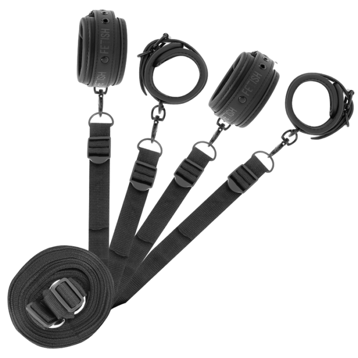 FETISH SUBMISSIVE – CONJUNTO DE ALGEMAS E GRAVATAS COM FORRO DE NOPRENE