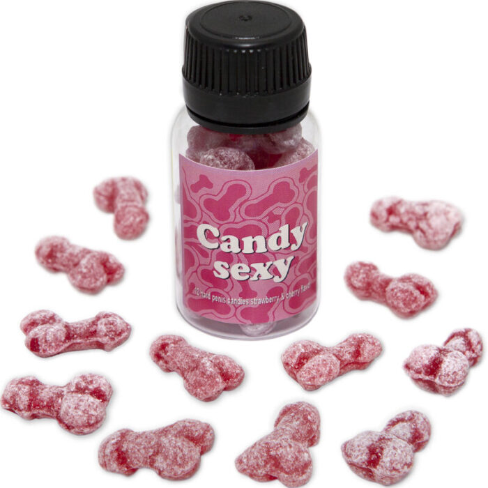 DIABLO PICANTE – FRASCO CANDY SEXY COM 12 GOMAS SABOR MORANGO-CEREJA