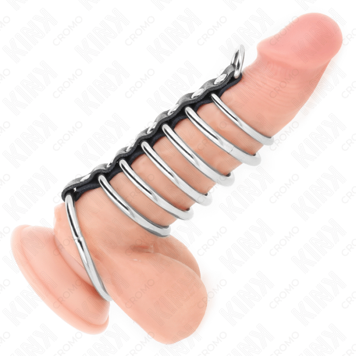 KINK – 7 ANÉIS DE METAL DE 3,2 CM A 5 CM CONECTADOS POR COURO