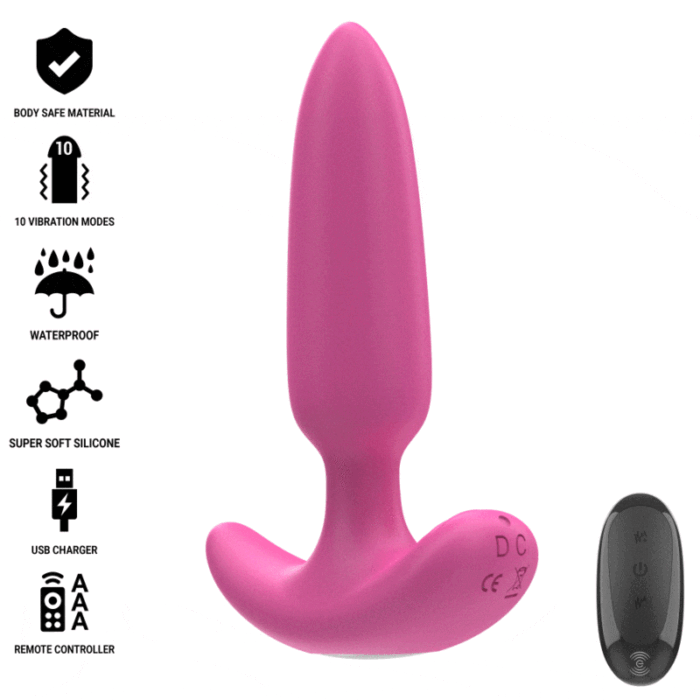 INTENSE – ROSS ANAL PLUG 10 VIBRAÇÕES ROSA CONTROLE REMOTO