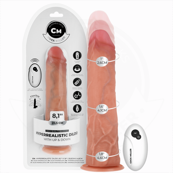COCK MILLER – DILDO HIPER-REALISTA COM VENTOSA E IMPULSÃO COM CONTROLE REMOTO 20,5 CM