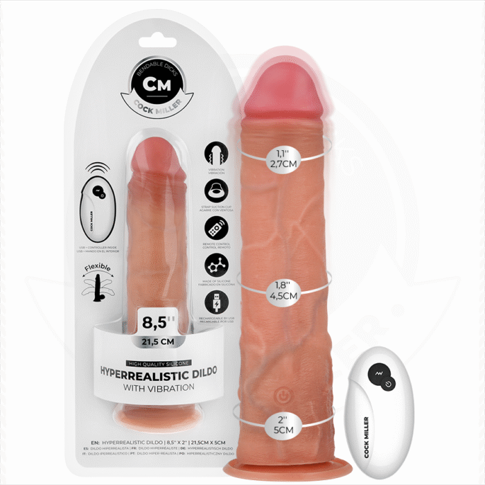 COCK MILLER – DILDO REALISTA COM VENTOSA E VIBRAÇÃO COM CONTROLE REMOTO 21,5 CM