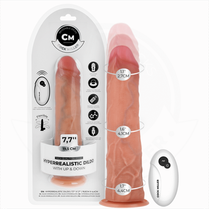 COCK MILLER – DILDO HIPER-REALISTA COM VENTOSA E IMPULSÃO COM CONTROLE REMOTO 19,5 CM