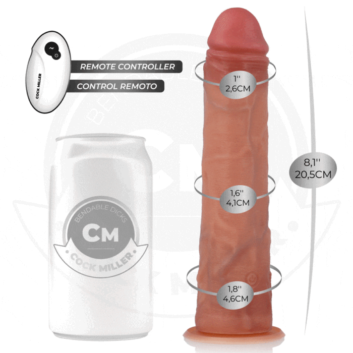 COCK MILLER – DILDO REALISTA COM VENTOSA E CONTROLE REMOTO VIBRAÇÃO 20,5 CM
