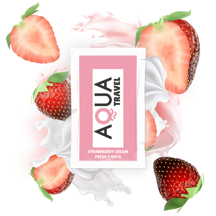 AQUA TRAVEL – LUBRIFICANTE À BASE DE ÁGUA SABOR CREME DE MORANGO 6 ML