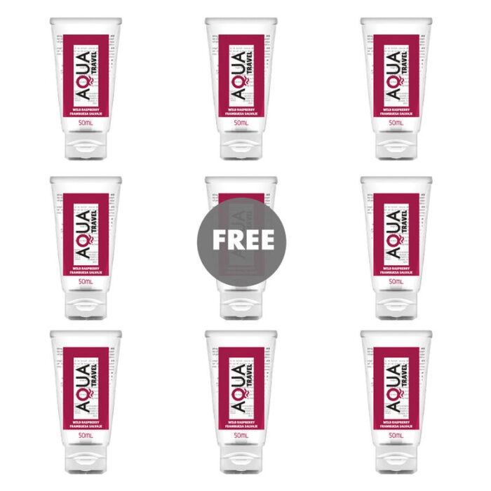 AQUA TRAVEL – LUBRIFICANTE À BASE DE ÁGUA AQUA TRAVEL WILD SABBERRY SABOR – 50 ML 8+1 GRÁTIS