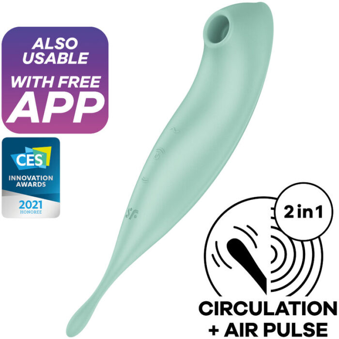 SATISFYER – TWIRLING PRO+ ESTIMULADOR DE PULSO DE AR E APLICATIVO VIBRADOR VERDE
