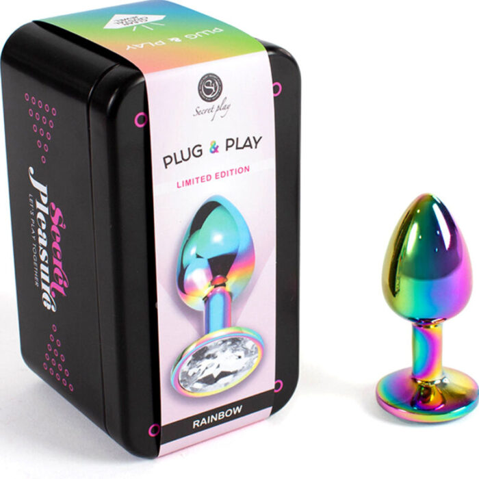 SECRETPLAY – PLUG ANAL DE METAL ARCO-ÍRIS TAMANHO PEQUENO 7 CM