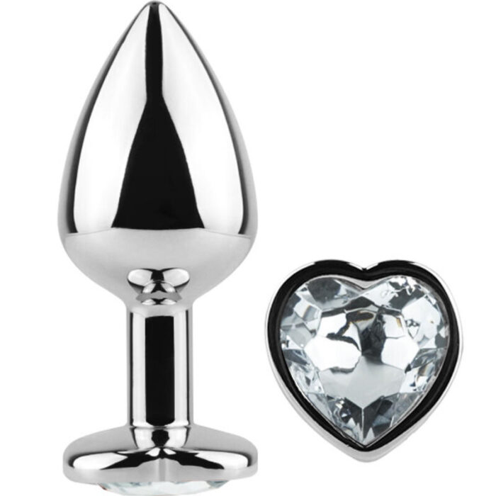 SECRETPLAY – PLUG ANAL DE METAL CORAO DE CRISTAL TRANSPARENTE TAMANHO PEQUENO 7 CM