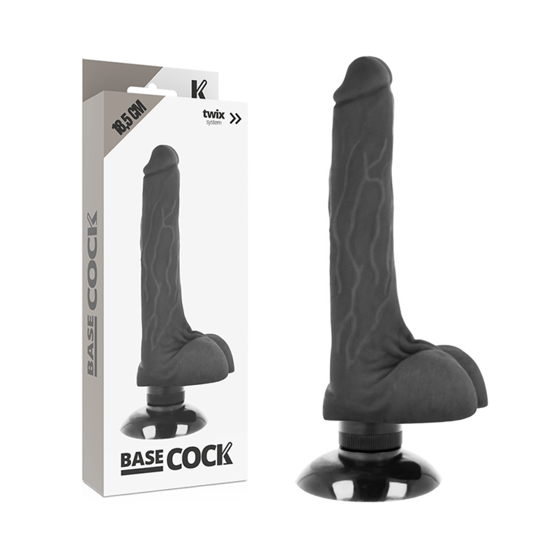 BASECOCK - VIBRADOR REALÍSTICO 2-1 PRETO 18.5 CM -O- 4 CM - Image 3