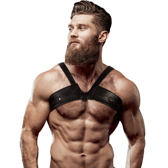 FETISH SUBMISSIVE ATTITUDE – ARNÊS DE PEITO DE COURO ECO BRIGADA MASCULINO