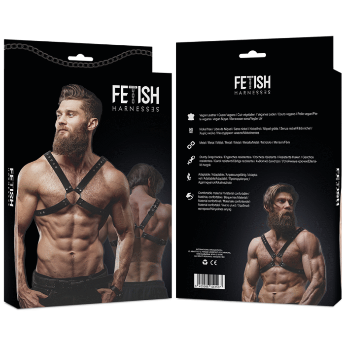 FETISH SUBMISSIVE ATTITUDE – ARNÊS DE COURO ECOLÓGICO DE PEITO CRUZADO PARA HOMEM