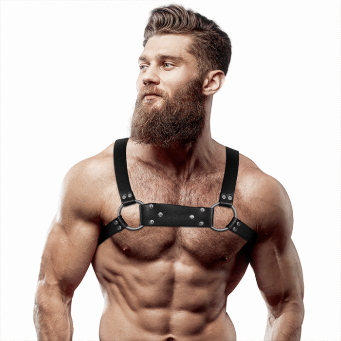 FETISH SUBMISSIVE ATTITUDE – ARNÊS DE PEITO BULLDOG DE COURO ECO MASCULINO TAMANHO M/L