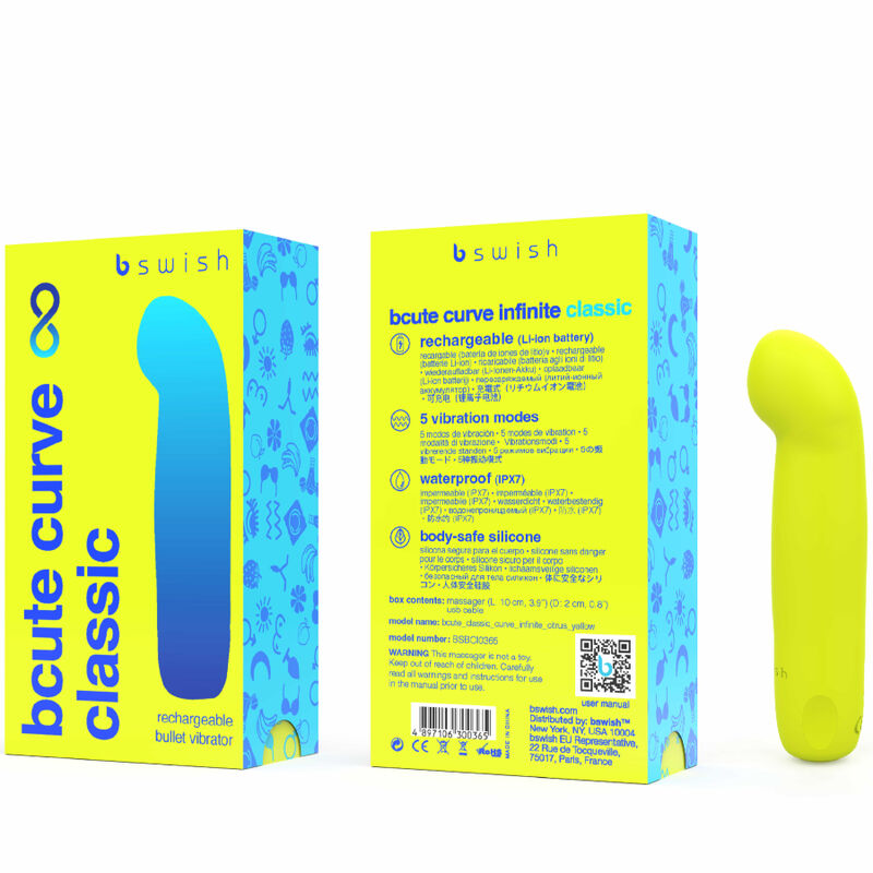B SWISH - BCUTE CURVE INFINITE CLASSIC RECARREGVEL VIBRADOR DE SILICONE AMARELO - Image 3