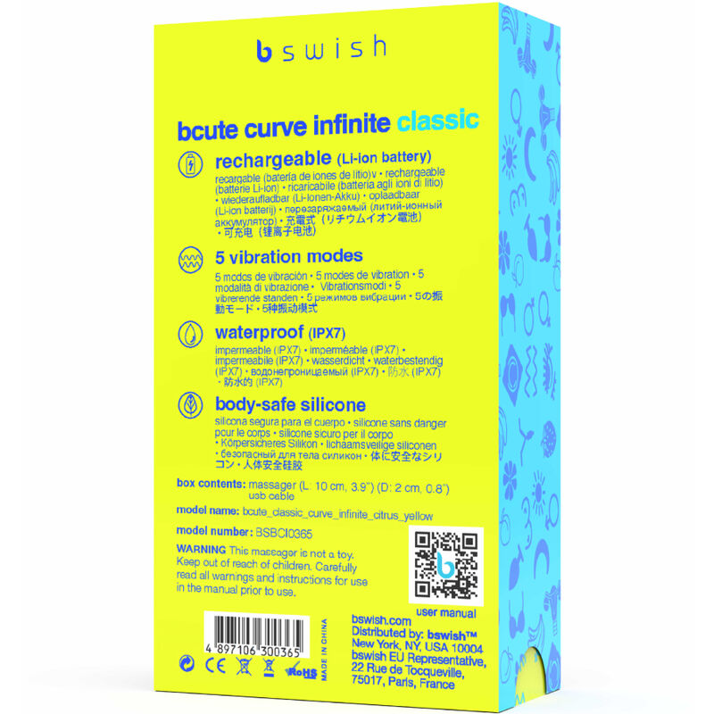 B SWISH - BCUTE CURVE INFINITE CLASSIC RECARREGVEL VIBRADOR DE SILICONE AMARELO - Image 5