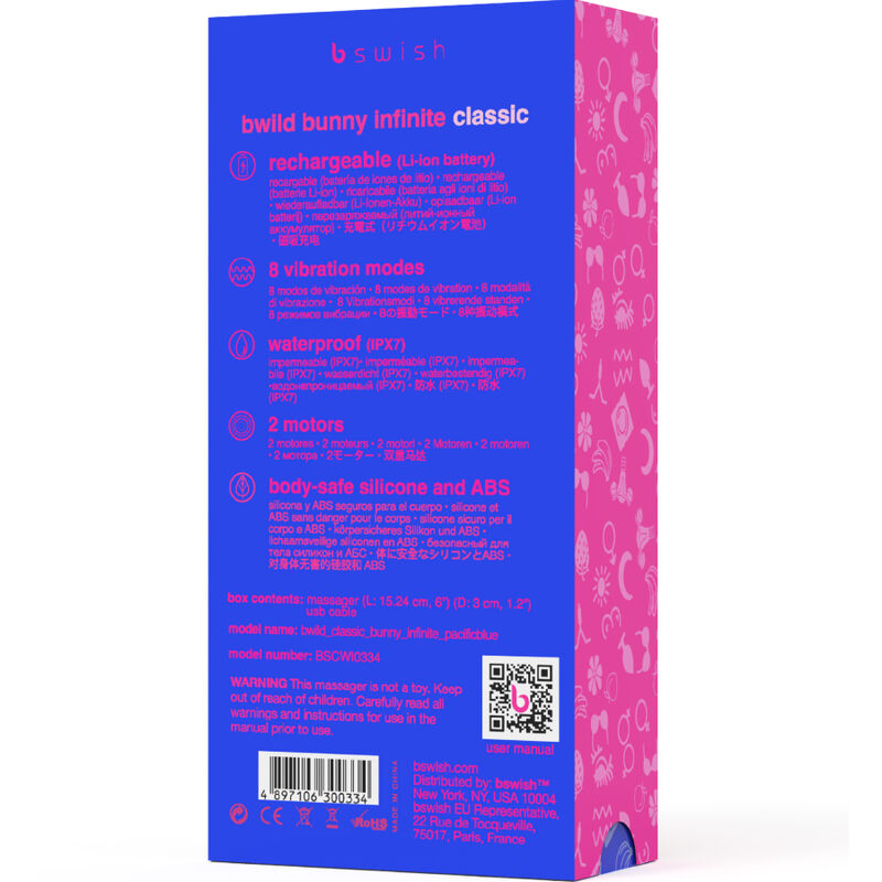 B SWISH - BWILD BUNNY INFINITE CLASSIC RECARREGVEL VIBRADOR AZUL SILICONE - Image 5