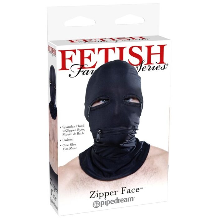 FETISH FANTASY SERIES – CAPUZ COM ZÍPERS PRETO